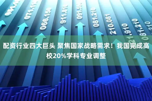 配资行业四大巨头 聚焦国家战略需求!我国完成高校20%学科专业调整