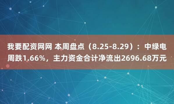 我要配资网网 本周盘点(8.25-8.29):中绿电周跌1.66%,主力资金合计净流出2696.68万元